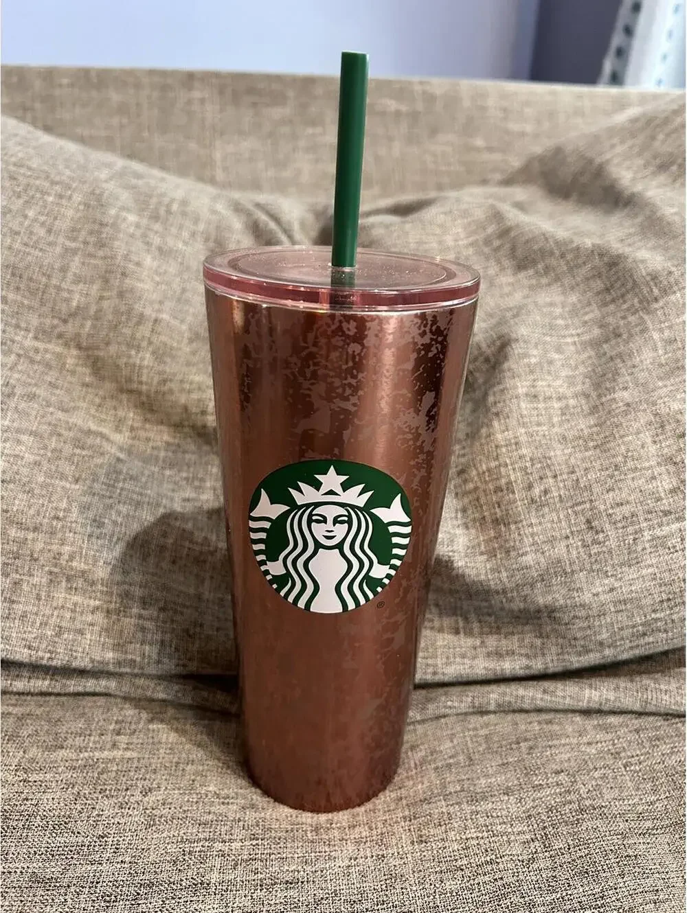 Starbucks Tumbler Marble Rose Gold Pink Metallic Stainless Steel Cup 16 oz